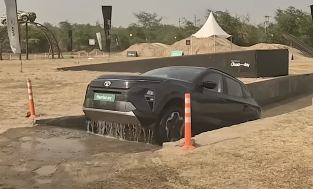Tata Harrier coming out of water