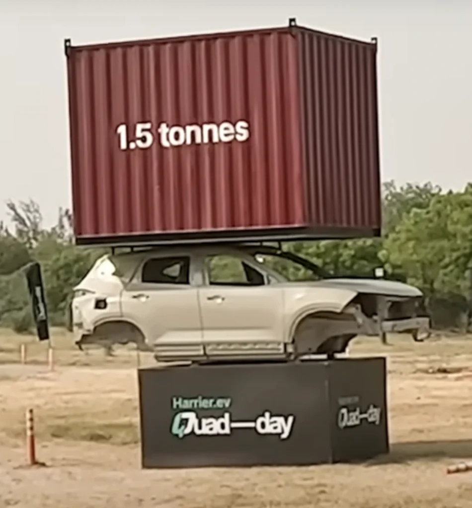 Container on top of Tata Harrier